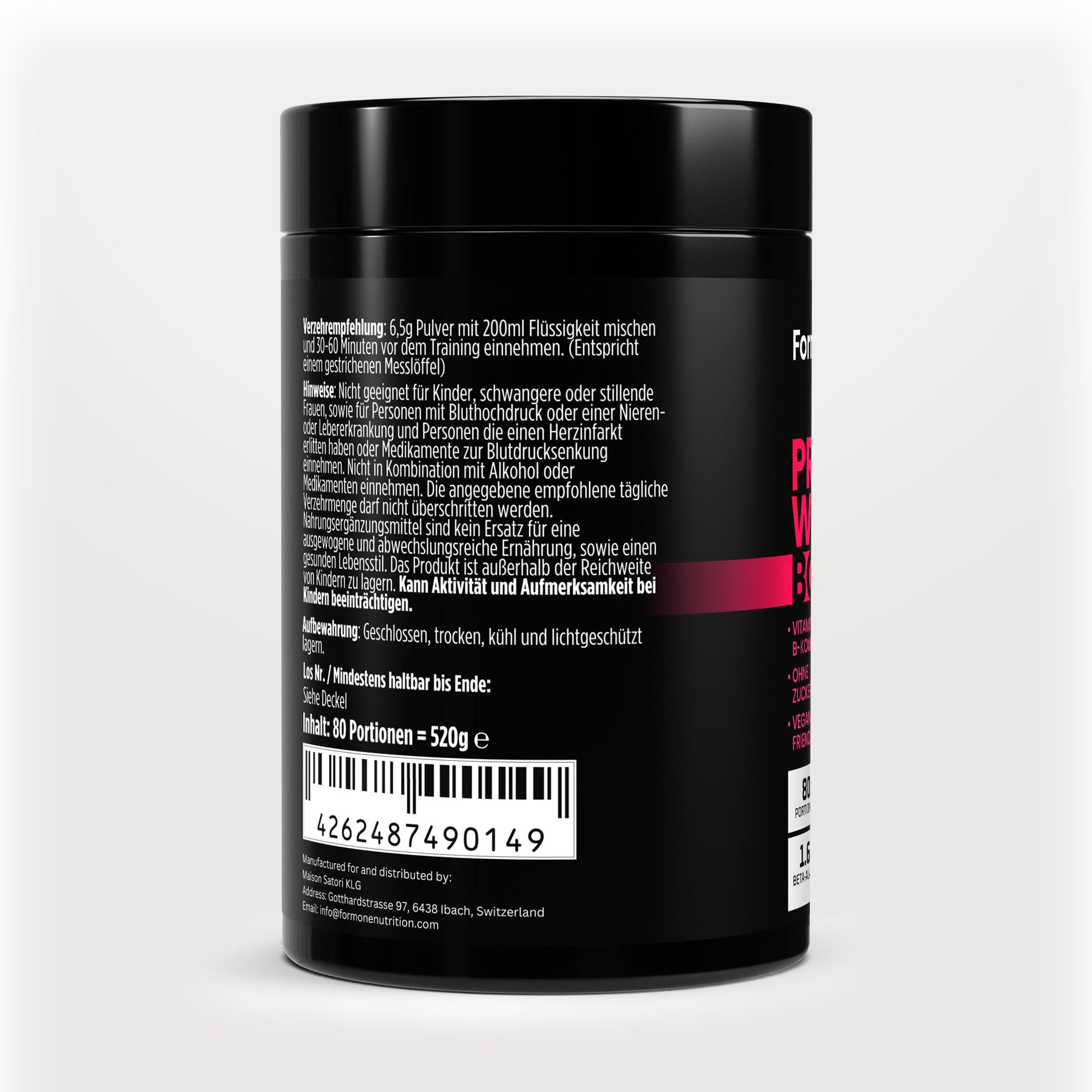 Pre-Workout Booster Himbeere - 520g